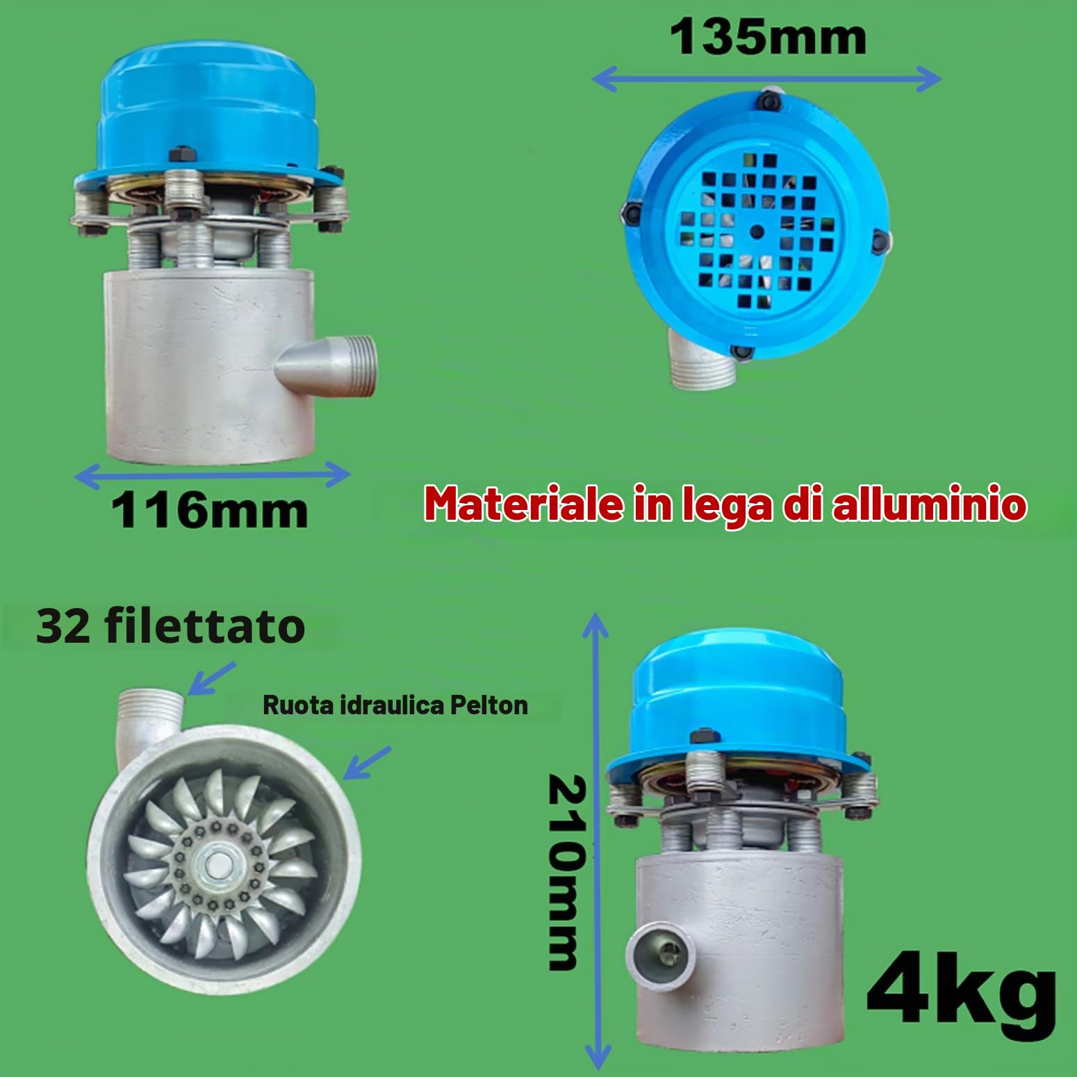 1000W Micro Generatore Idroelettrico 220V Turbina Idraulica Portatile Della Centrale Idroelettrica 3500RPM Generatore Idroelettrico A Filo Di Rame Per L'Esterno, L'Illuminazione,1000w,220V