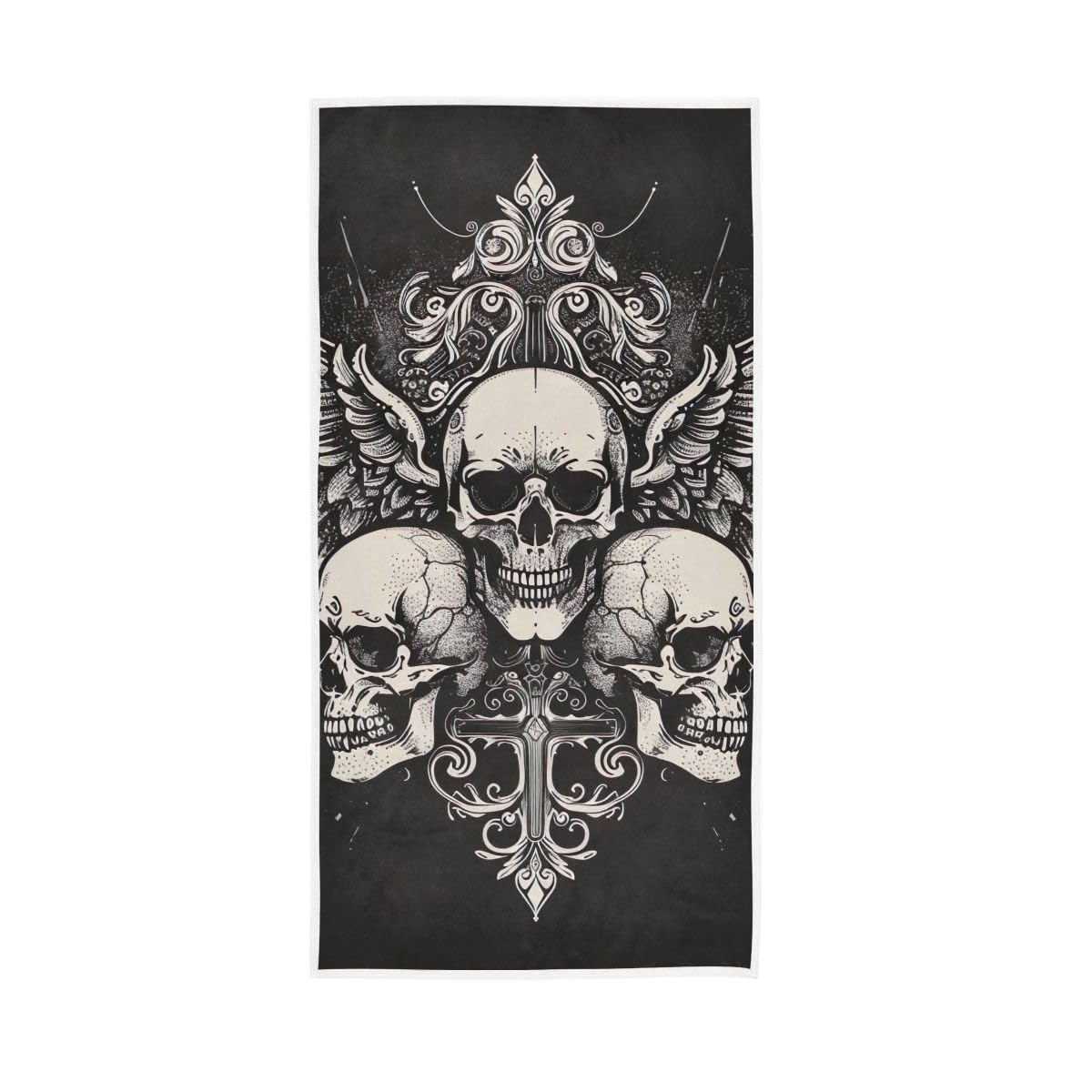 HUYGD Skulls with Wings Hand Towel Cotton Absorbent Soft Decorative Towel for Bathroom 15 x 30 Inch