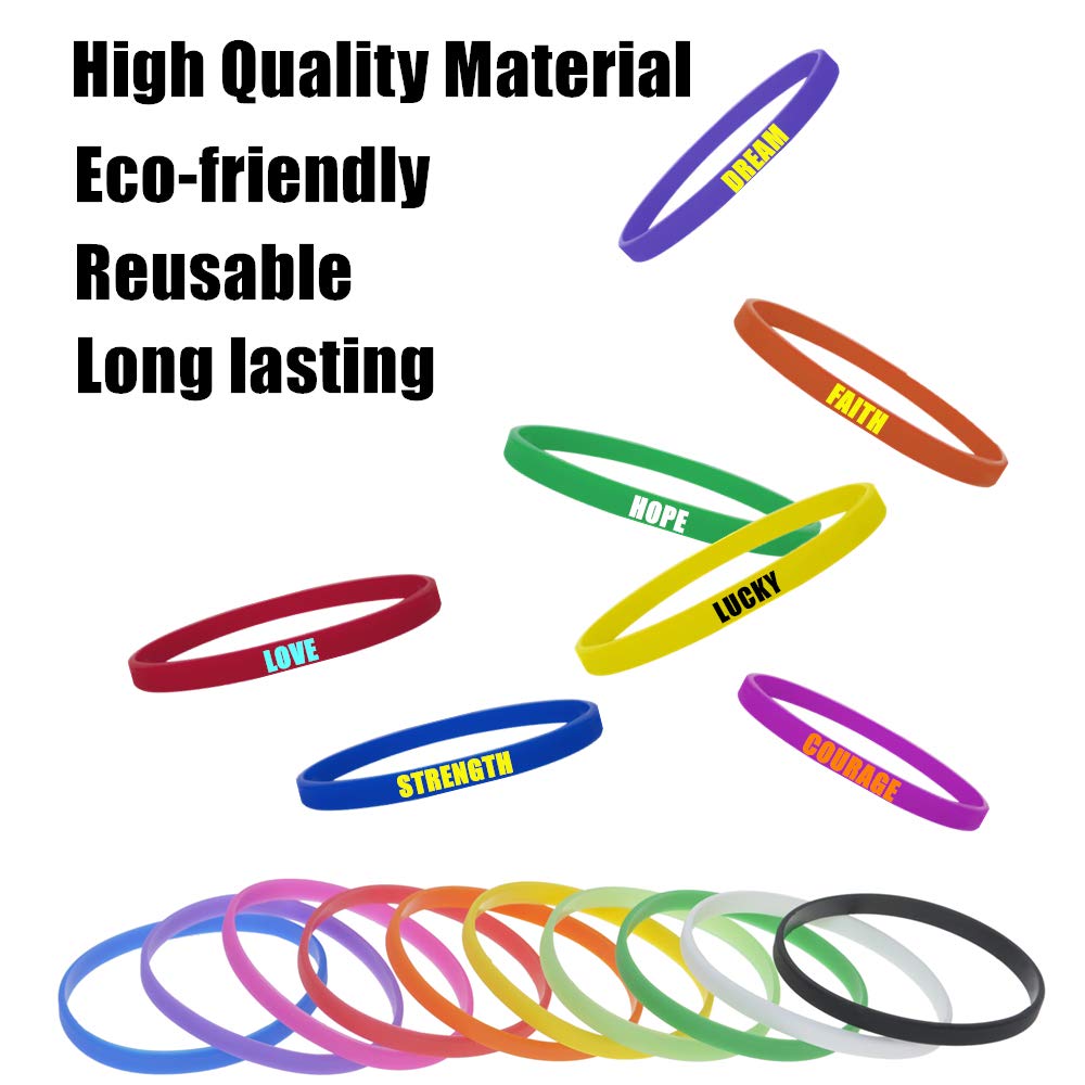 GOGO 100 Piezas Pulseras de Silicona Personalizado, Pulseras de Goma Inspiradoras Suministros para la Fiesta, Eventos, motivación