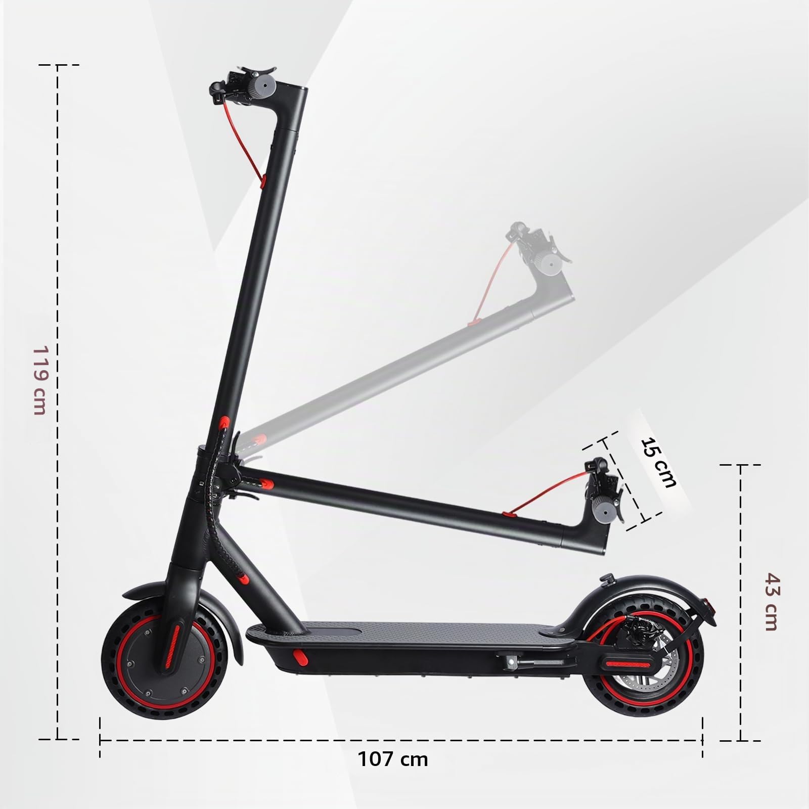 Monopattino Elettrico Adulto 350W Pieghevole, Velocità 25 km/h, Autonomia 30-35 km, Pneumatici Antiforatura 8.5", Batteria 36V 10.4Ah, Freno Elettronico + Disco, Portata 120 kg IPX5