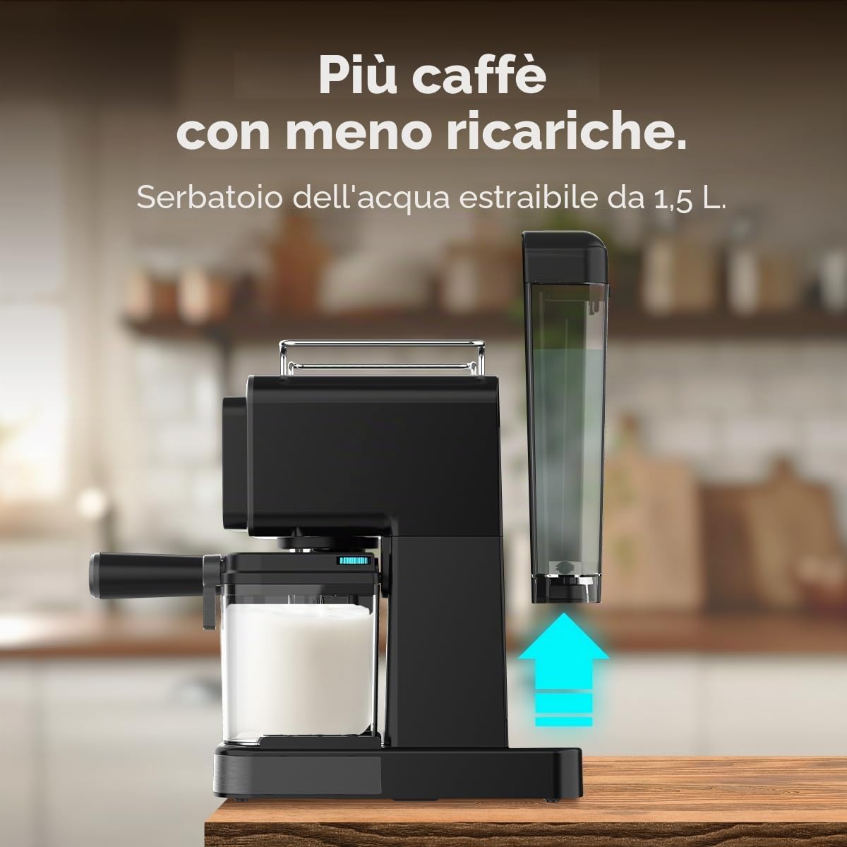 Cecotec Macchine da Caffè Espresso Semiautomatiche Power Espresso Touch ColdBrew Latte. 1350W, 20 Bar, Freddo, Tiepido, Caldo, Schermo Tattile, Serbatoio Acqua 1.5L, Latte 500ml, Doppio Braccio