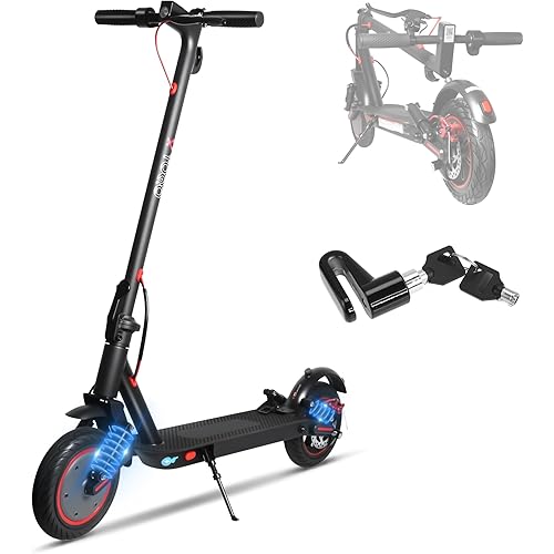 Electric Scooter Adults 16/22 Miles Long Range 21 mph Top Speed Max 500W Motor Brake Pad Lock with Dual Braking and Dual Suspension, App