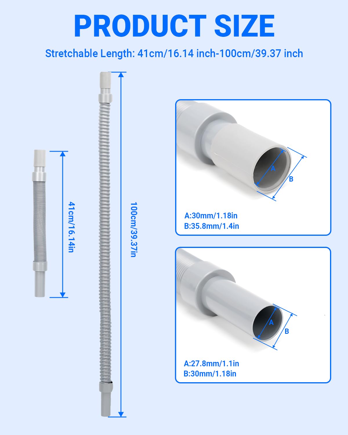 SUPAREE 4x1M Tubo Flessibile Scarico Camper Tubo di Scarico Acque Camper Tubo Scarico Acque Reflue Camper Flessibile ed Estensibile Grigie con Borsa per il Trasporto Spazzola per la pulizia