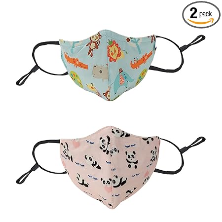 Chicco ComfyPro Face Mask, Soft & Breathable, Design- Panda, Jungle, for Kids 3-6Y (Pack of 2)