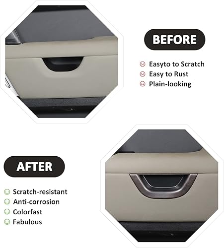 Miniatura 9 de JONKOKO Adhesivos decorativos para manija de puerta interior de automóvil para Land Rover Defender 2020 90 110, accesorios decorativos (fibra de