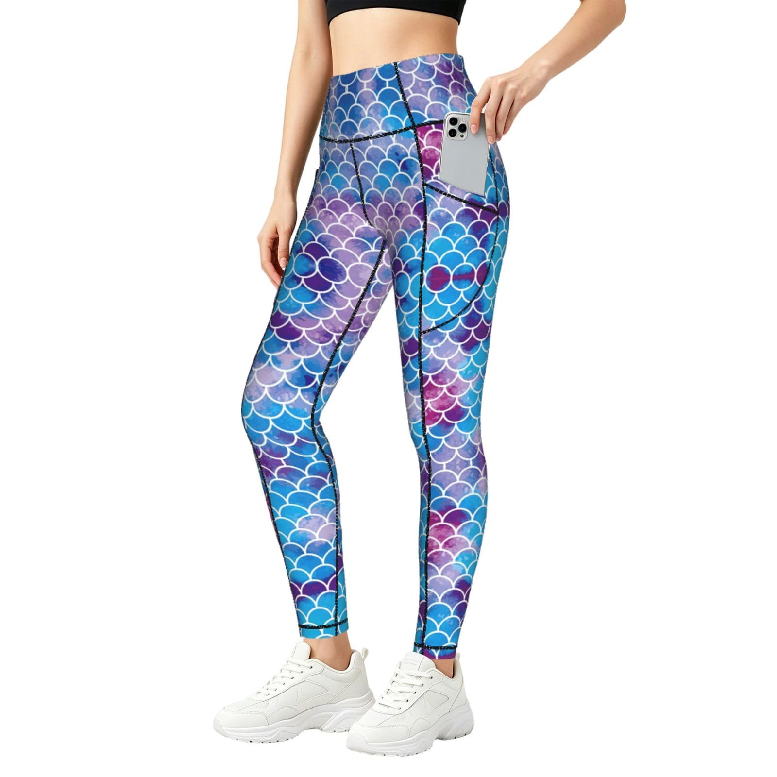 Mallas deportivas de cintura alta Yyoretp para correr con estampado de sirena 8