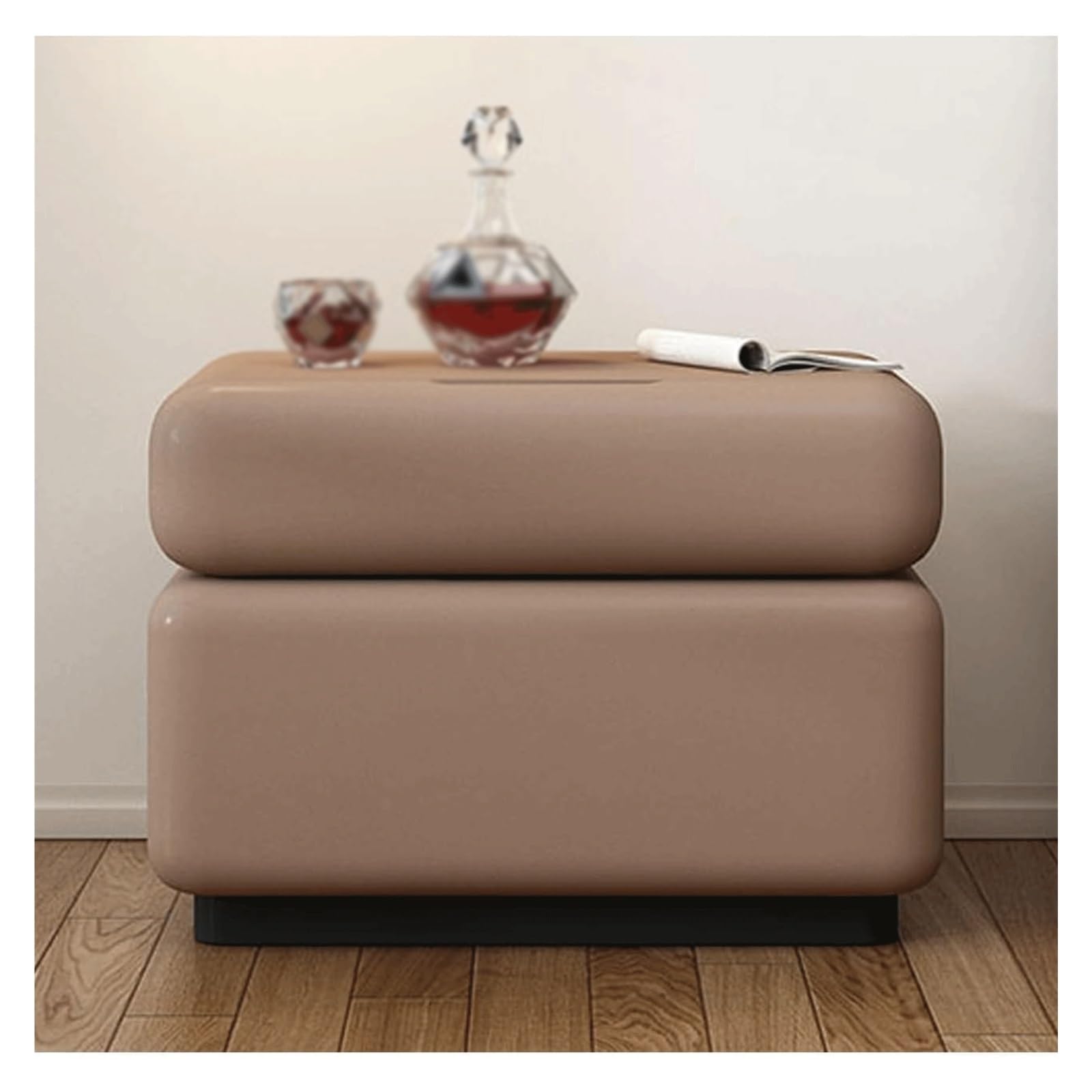 SXZenSpace High-end Nightstands with 2 Wood Drawers Side Table for Bedroom Living Room Bedside Furniture Cabinet(Brown,40 * 40 45cm)