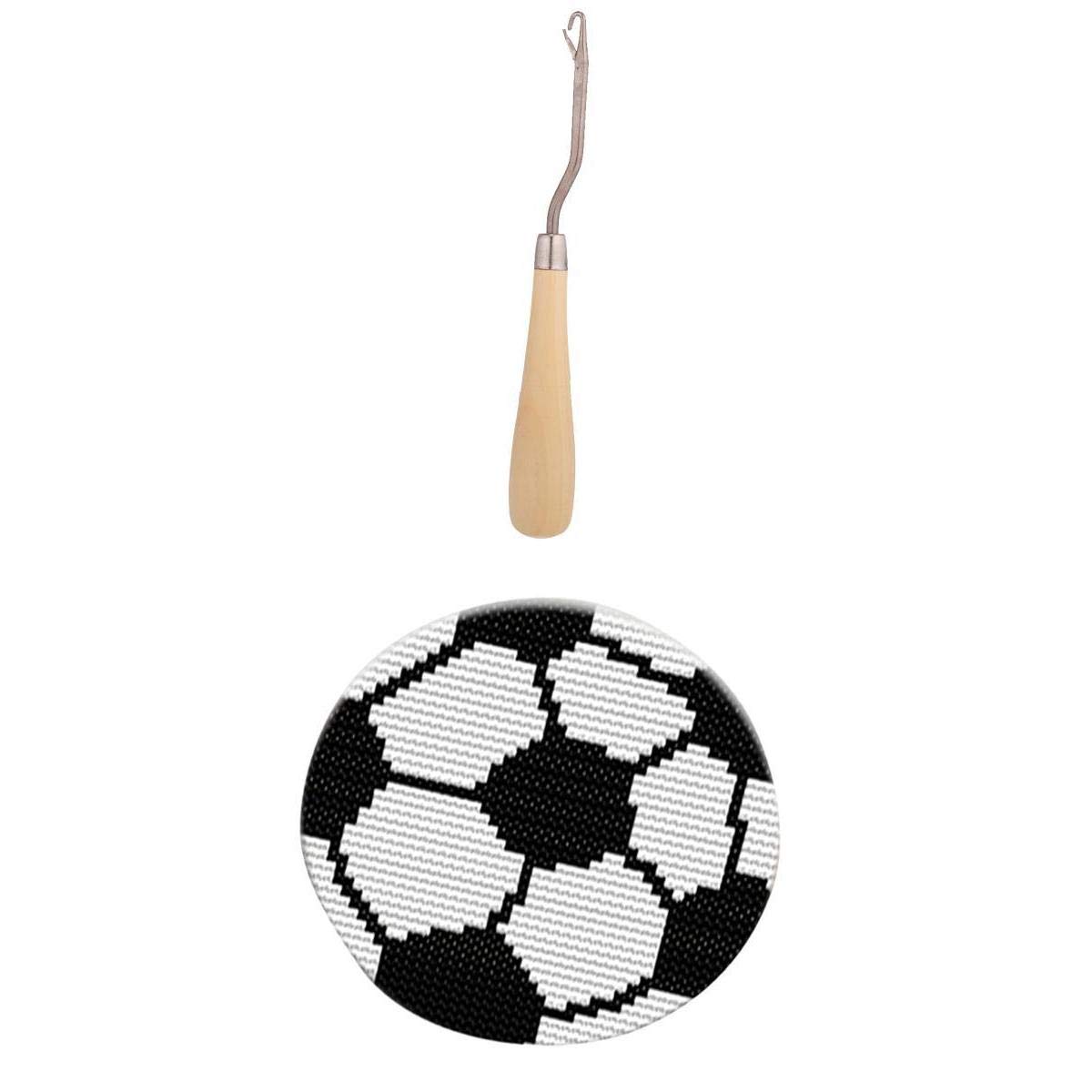Rug Making Kits DIY Soccer Embroidery Cushion Wooden Bent Latch Hook Tool-image-29