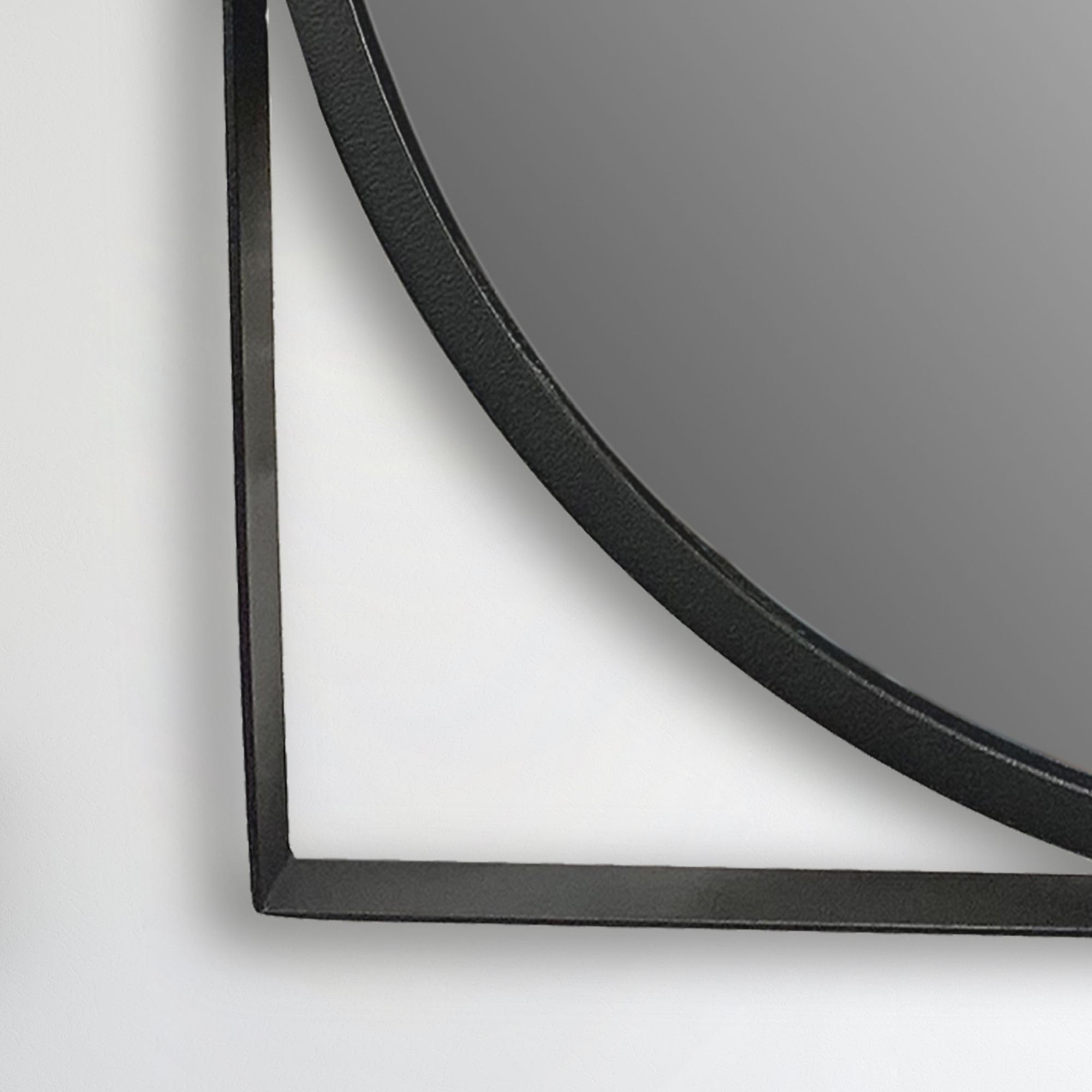 Wohnling Specchio da parete, 54 x 54 cm, design in metallo, nero, in ferro, rotondo, con cornice quadrata, piccolo specchio da parete