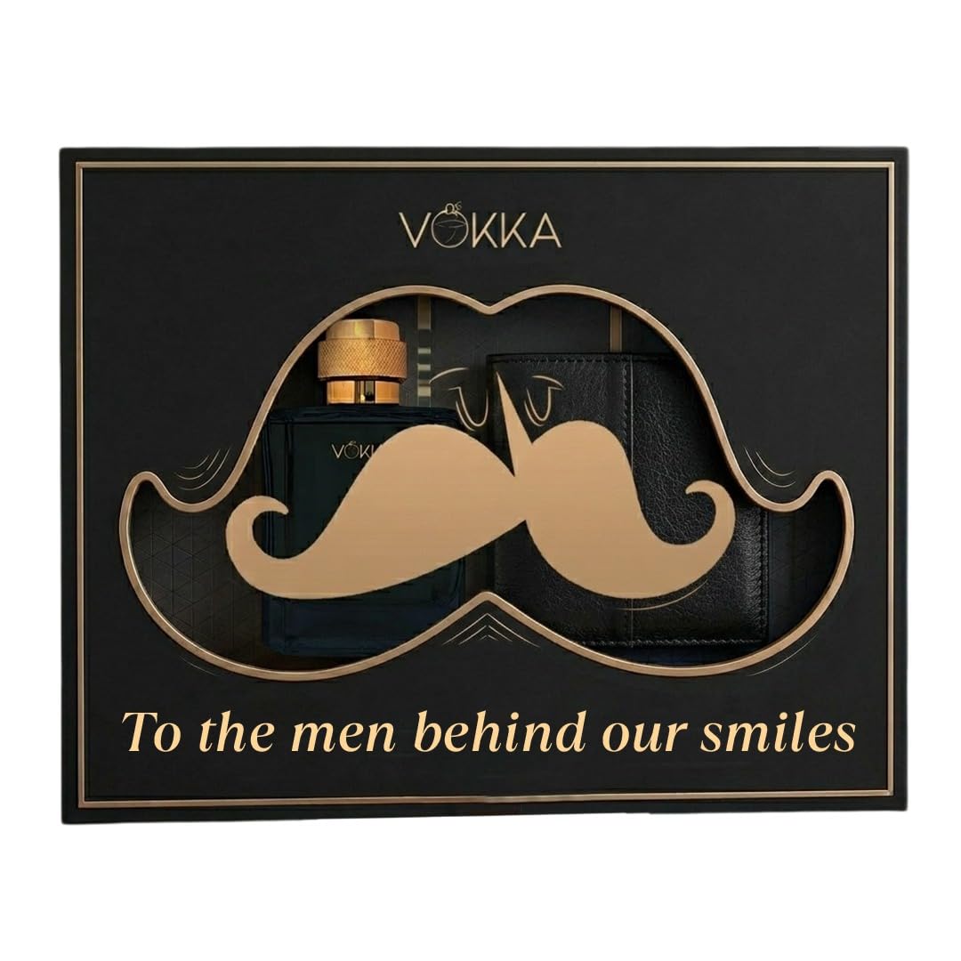 VOKKA Father Day Gift Set for Dad | Oud Luxury Perfume 100ml & Premium Wallet | Luxury Gift Box for Father | Fathers Day Gift from Son Daughter Wife Family-image-4