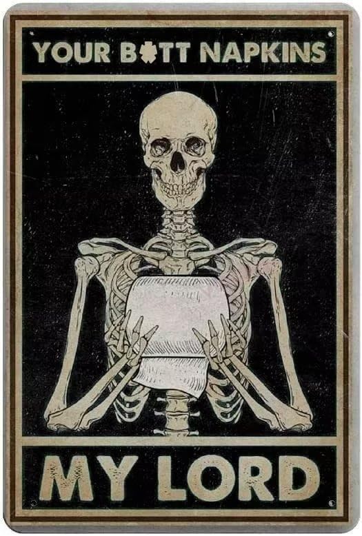 Miniatura 1 de Letrero de metal retro con diseño de calavera, papel higiénico, divertido póster para bar, club, sala de estar, cocina, baño, garaje, hogar,