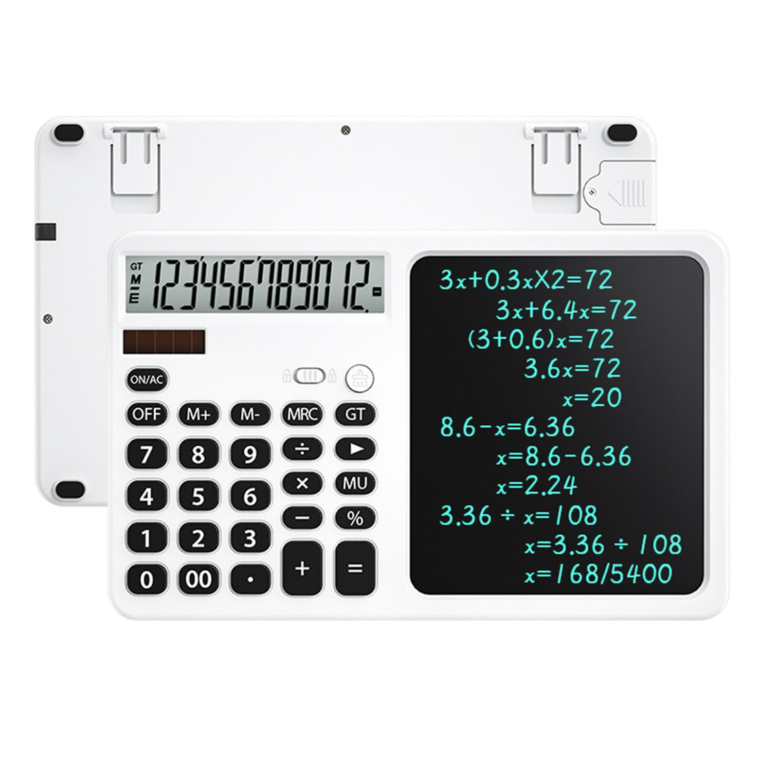Denash Sprechender Taschenrechner, Wiederaufladbarer Schreibblock-Rechner mit Notizblock, Großes Display für Geschäft, Schule und Arbeit (White)