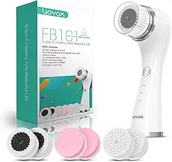 VOYOR Escova de limpeza facial elétrica para limpeza profunda da pele esfoliante facial recarregável para esfoliação e remoção de cravos, escova facial giratória para massagem, escova facial de