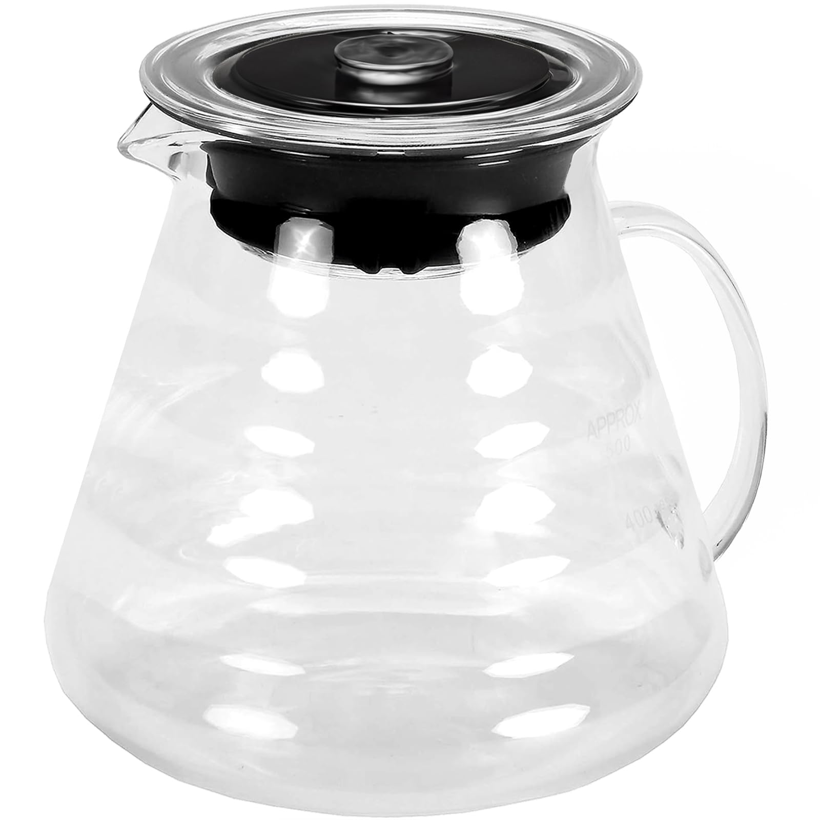 Glass Coffee Server, 600ml(20oz) Borosilicate Glass Range Coffee Tea Carafe, Heat Resistant Coffee Pot, Clear