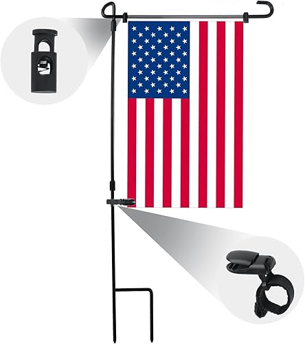 Miniatura 9 de HOOSUN Paquete de 10 clips y tapones para bandera de jardín, clips de tigre para soportes de bandera de jardín, tapones de goma para bandera de