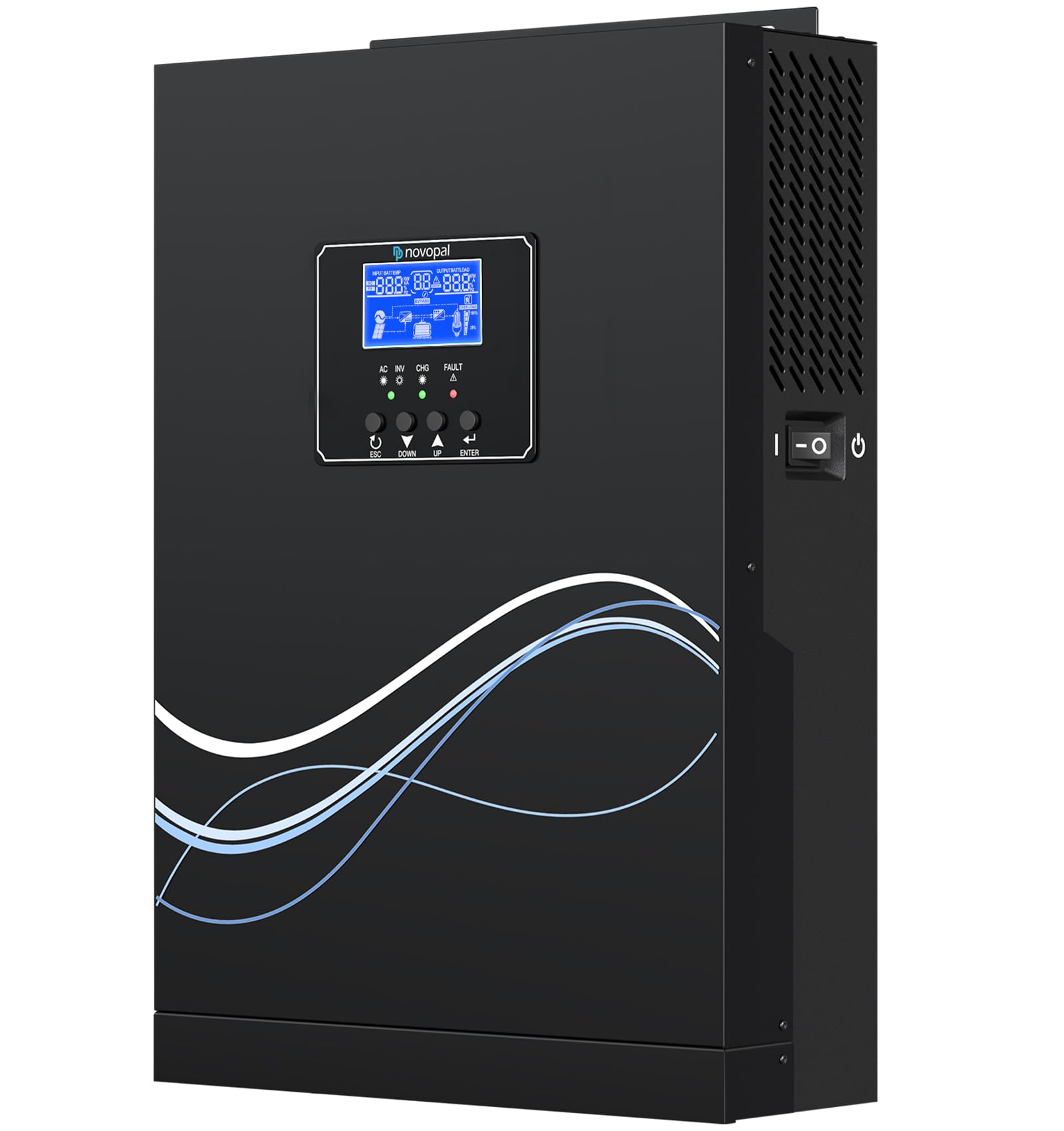 NOVOPAL 5500W Hybrid Onduleur 48V DC vers 220V/230V AC Off Grid Pur Sinus Solar Convertisseur avec 100A MPPT régulateur de Charge PV Maximum 500V DC Travail avec 48V Plomb