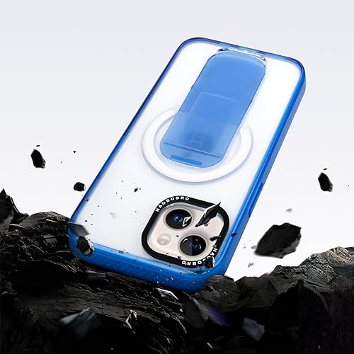 Miniatura 5 de Funda diseñada para iPhone 15 con soporte, compatible con MagSafe, parte trasera de policarbonato transparente antiarañazos + parachoques de TPU a