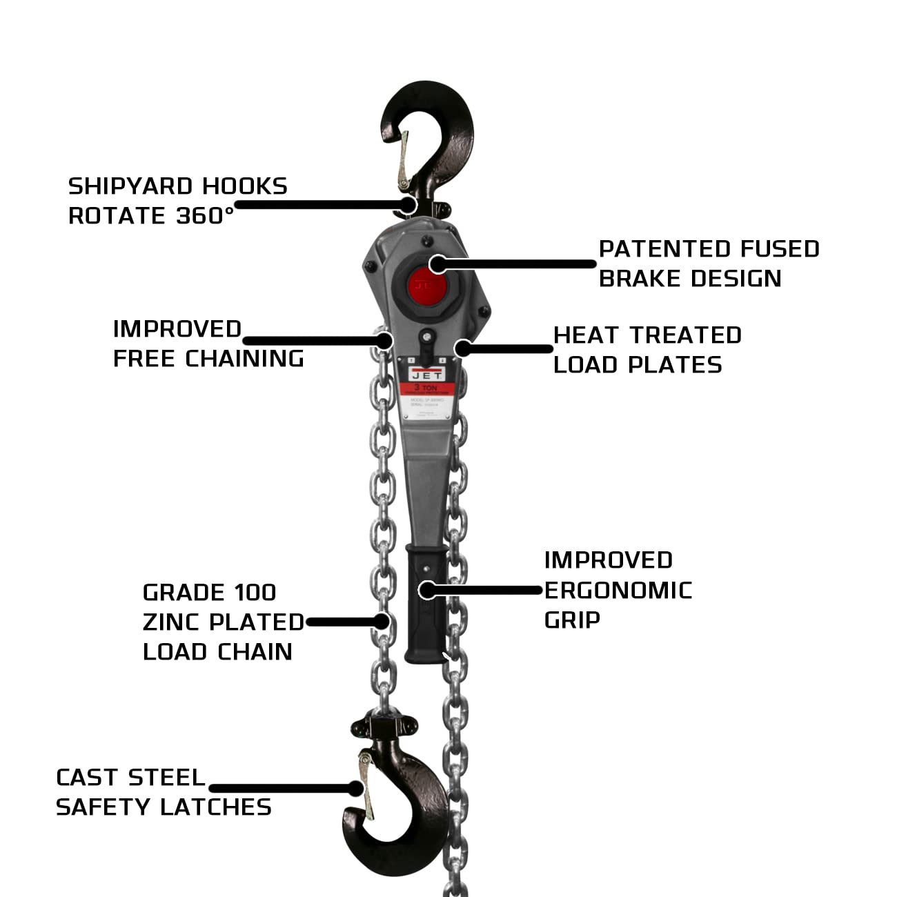 JET JLH30020PSH, 3Ton Lever Hoist, 20 Lift