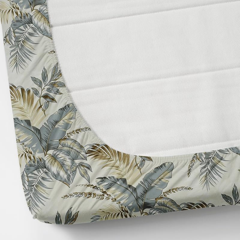 Image of NEW LEAF Cotton Fitted King Size Bedsheets with 2 Pillow Covers | Elastic Fitted | Wrinklefree | Ultrasoft |Winter Bedsheet 220 tc tc Floral | 710x72+10 Inches, Off White