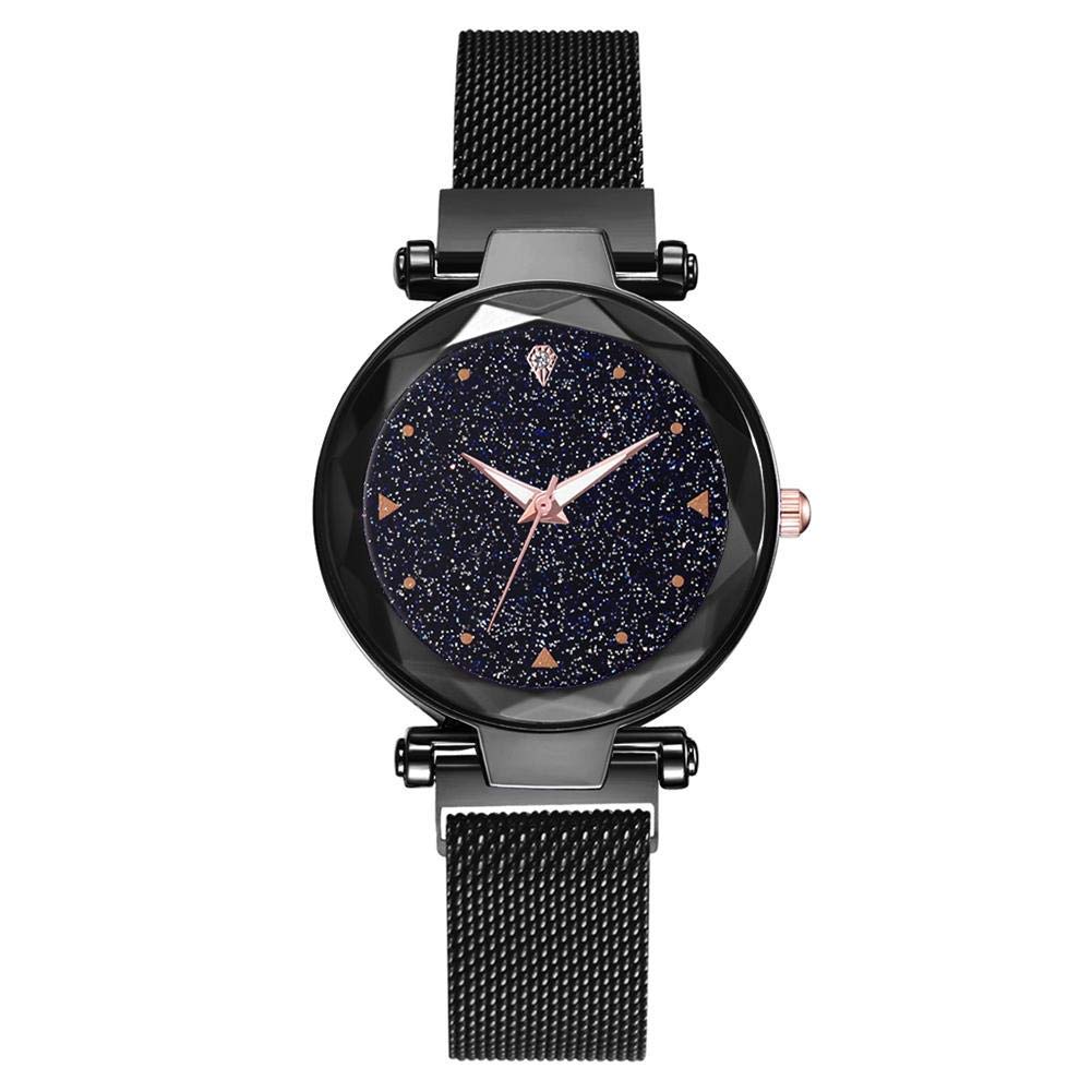 Gold Time Black Dial Magnetic mesh Bracelet Current Fashion Analogue Girls Woman & Ladies Watch (Color :- Black) (B09PKZ19WX) Amazon Price History, Amazon Price Tracker