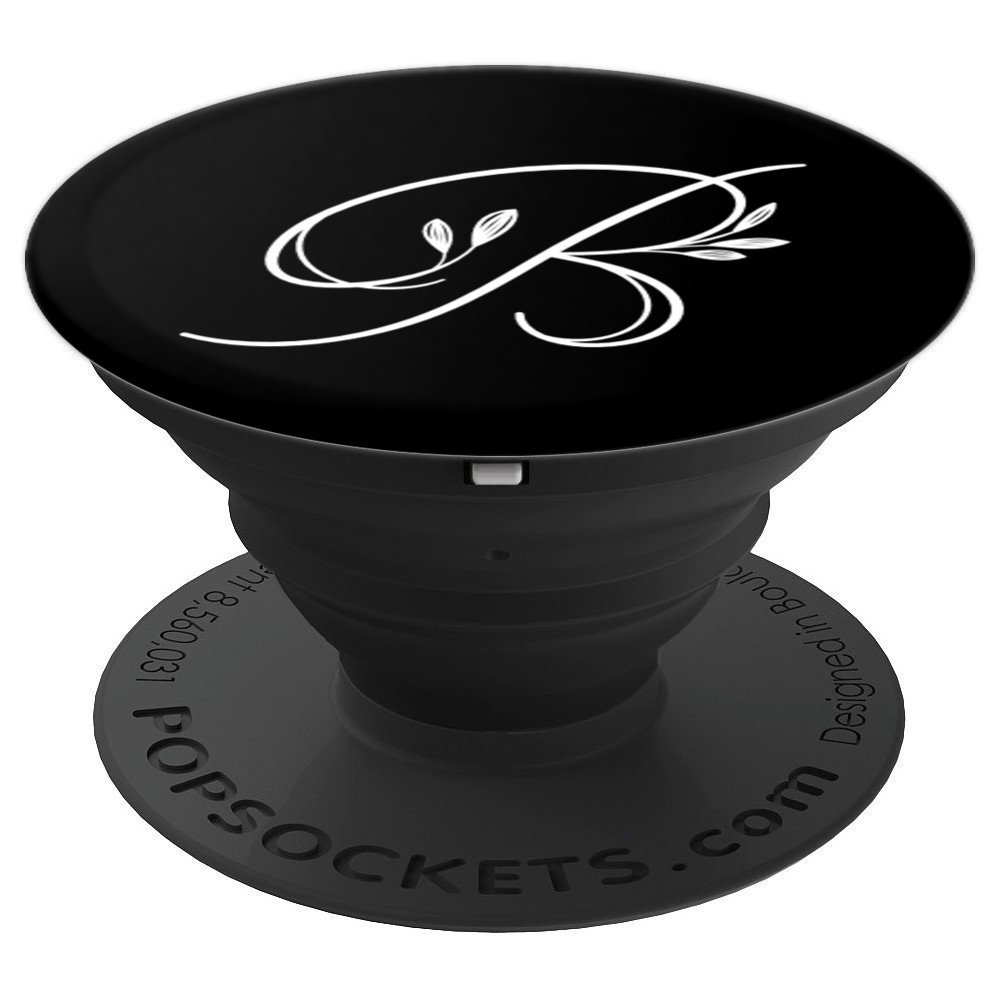 Letter B PopSocket Grip B Initial Floral Design Flower Font PopSockets PopGrip: Swappable Grip for Phones & Tablets
