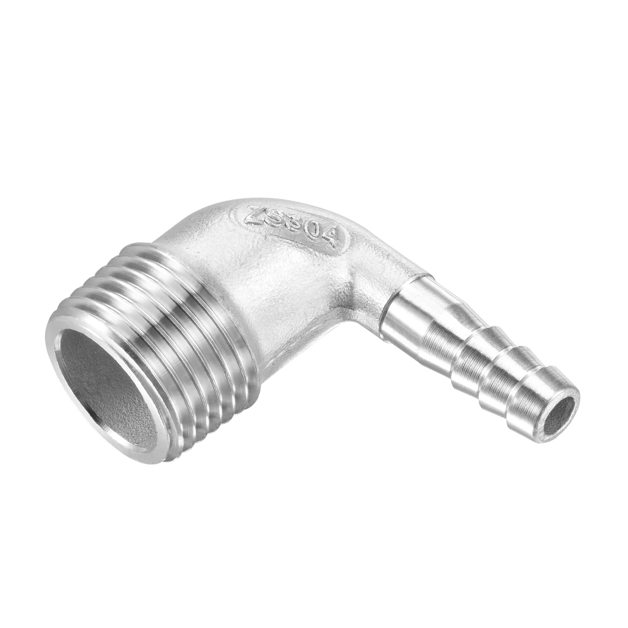 M METERXITY Hose Barb Fittings - 90 Degree Elbow Stainless Steel 8mm Pipe Connector Apply to Water Fuel (G1/2 Male Pipe) — image 1