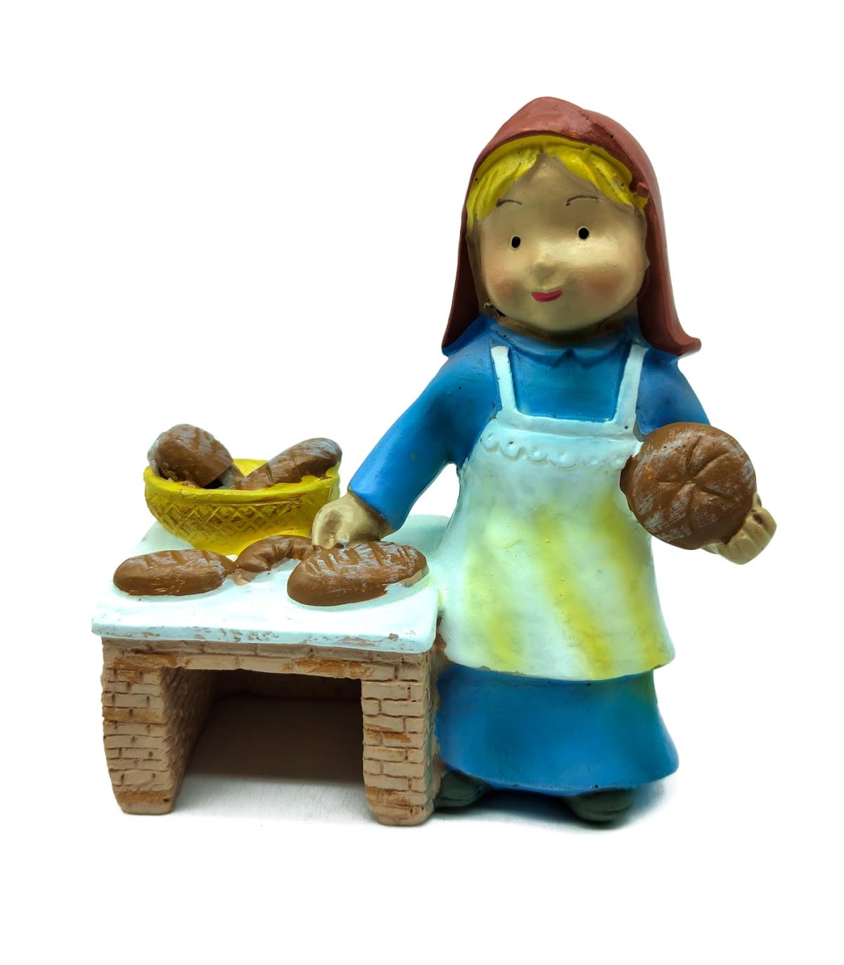 AC - Figura de Panadera para Belén - Estilo Naïf - Fabricado en Marmolina - Adorno Divertido para Nacimiento, Navidad, decoración Tradicional - 10 cm