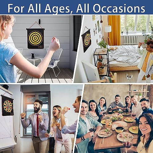 Image of Serveuttam Magnetic Dart Board Game for Kids - 6 Pc Darts Magnetic Dart and Mat | Outdoor Indoor Party Games for Adults | Double Faced (12 Inch Dart Board)