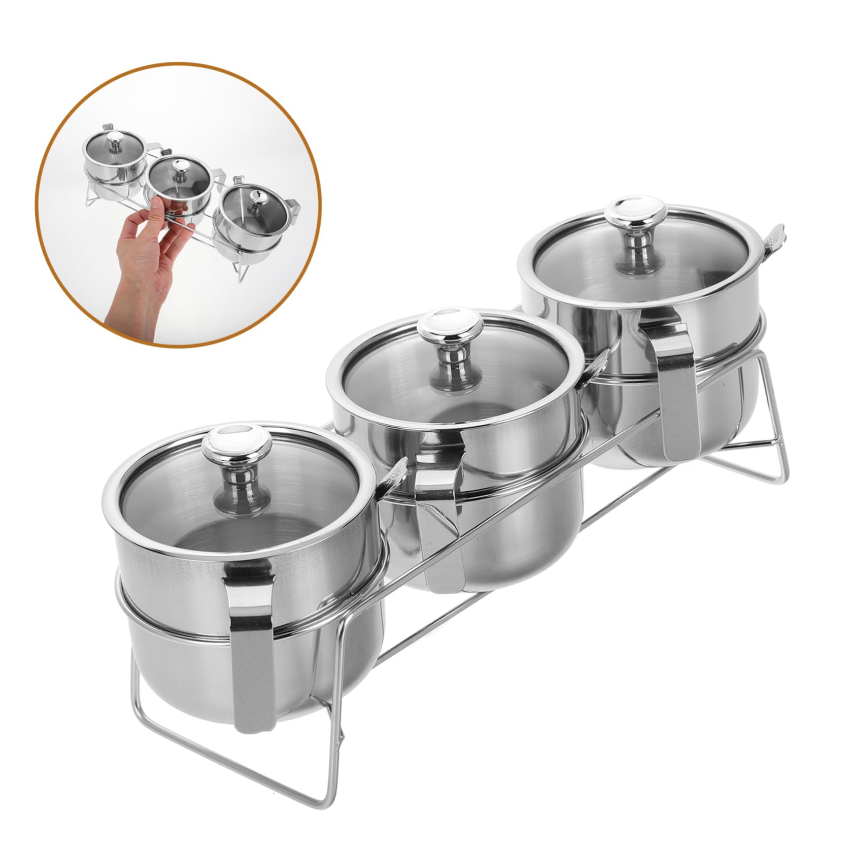 Ciieeo Caja De Condimentos De Acero Inoxidable Tarros De Especias Con Cuchara Para Cocina Dispensador De Especias Recipiente De Azúcar Caja Para Condimentos
