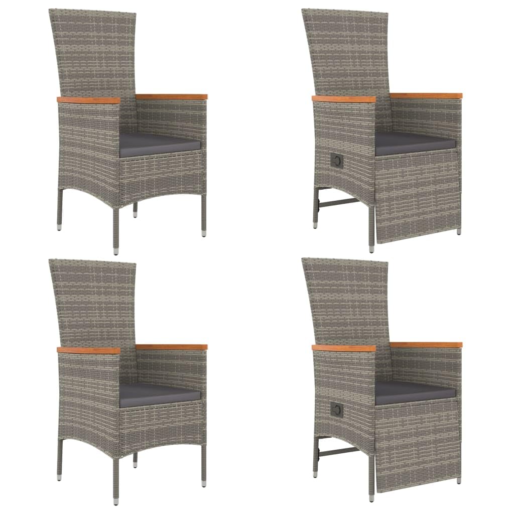Hothingwell Gartenmöbel-Set, 5-teilig, Kissen, grau, geflochtenes Harz