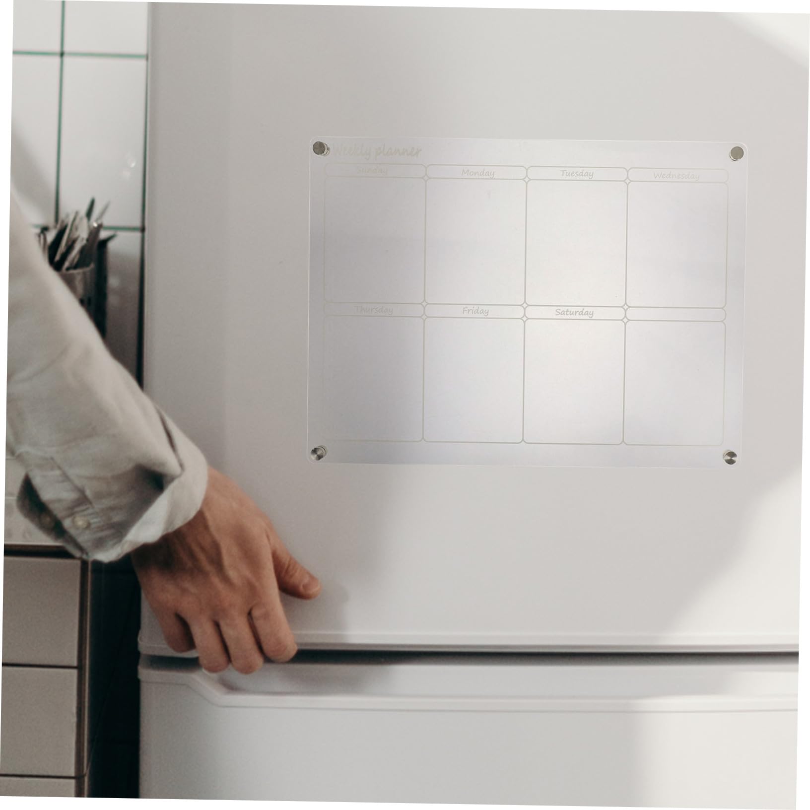 Planificateur Hebdomadaire Magnétique Transparent Acrylique Tableau Effaçable pour Réfrigérateur et Bureau Organiseur de Planning Réutilisable Tableau Mural Pratique et Lisse