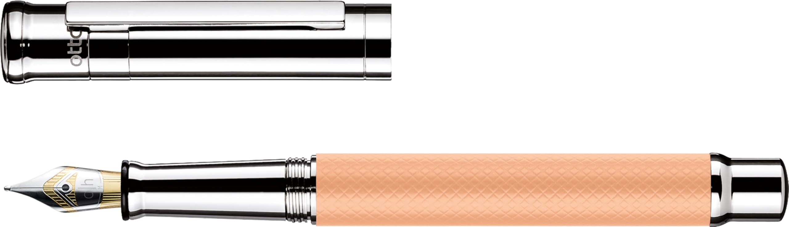 Otto Hutt design04 Füllfederhalter mit matt apricot plattiertem Schaft und Karo-Guillochierung, Federstärke: Fein aus Stahl, Länge: 13,2 cm und einem Gewicht von 38,7 Gramm, 954331