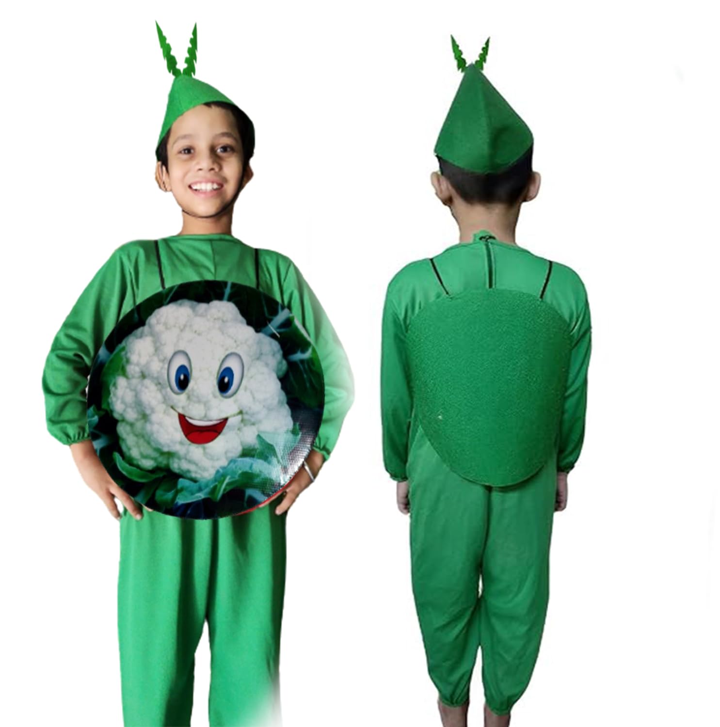Rudra Fancy Dress Fruits Vegetables Costumes for kids | fruits costumes for boys & girls | vegetable costumes for kids (3-4 Years, Cauliflower Cutout, Green Jumpsuits & Green Cap) (B0CNW5XL7C) Amazon Price History, Amazon Price Tracker