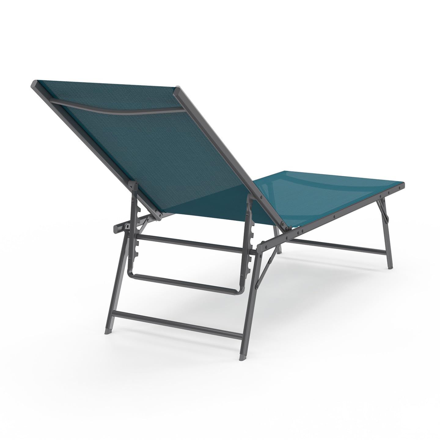 IDMarket - Lot de 2 transats de Jardin inclinables Kailua en Acier Gris Anthracite et Toile Bleu Canard