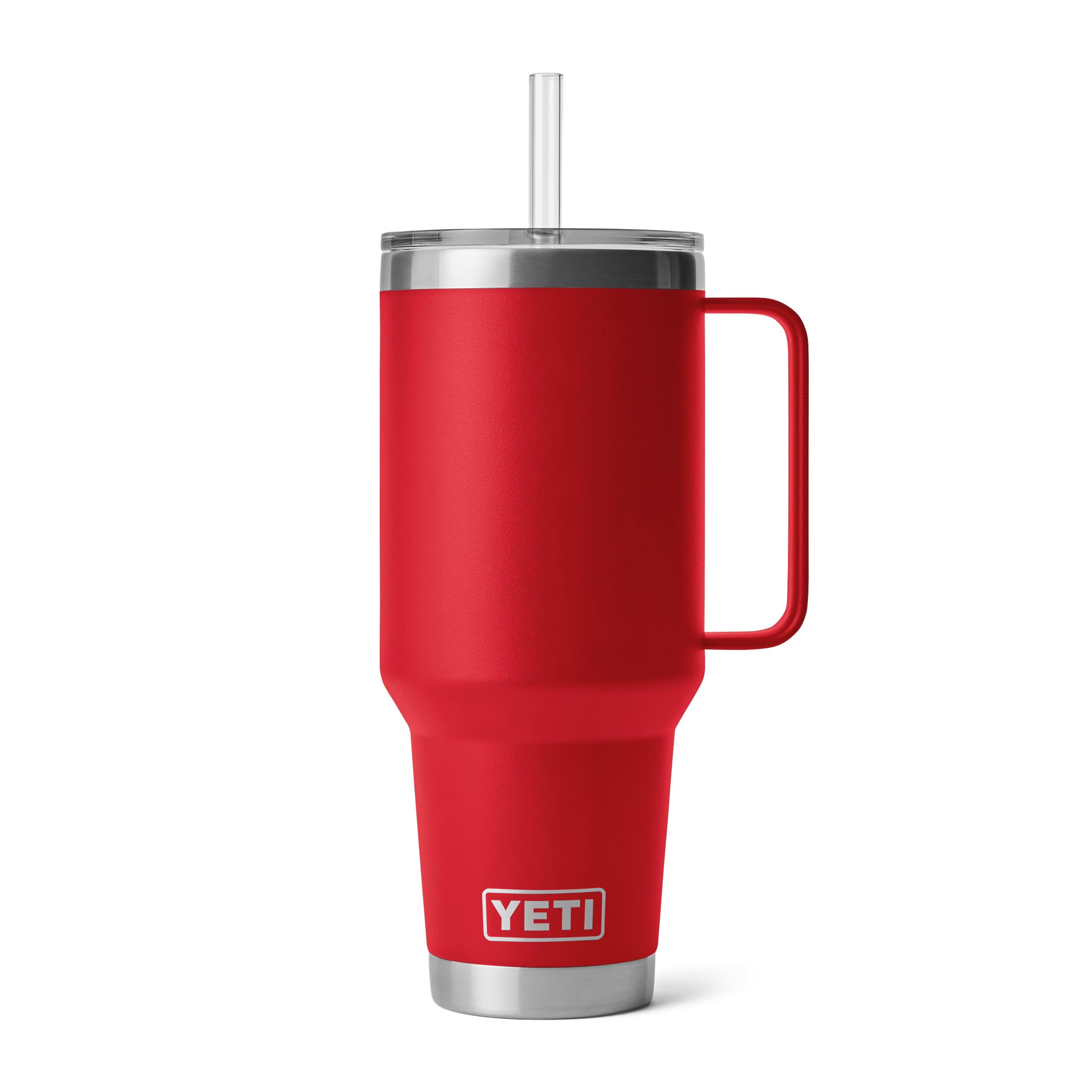 YETI Rambler 42 oz Tumbler with Handle and Straw Lid, Travel Mug Water Tumbler, Vacuum Insulated Cup with Handle, Stainless Steel, Rescue Red