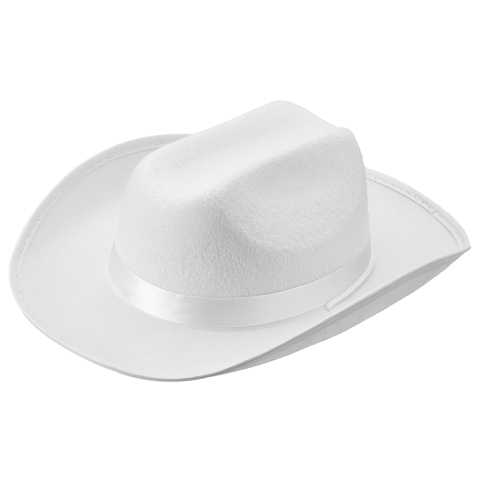 Edhomenn Kids Cowboy Hats, Wide Brim Western Cowgirl Hat with Adjustable Strap, Cowgirl Costume Accessories (01 White, One Size) - Image 3