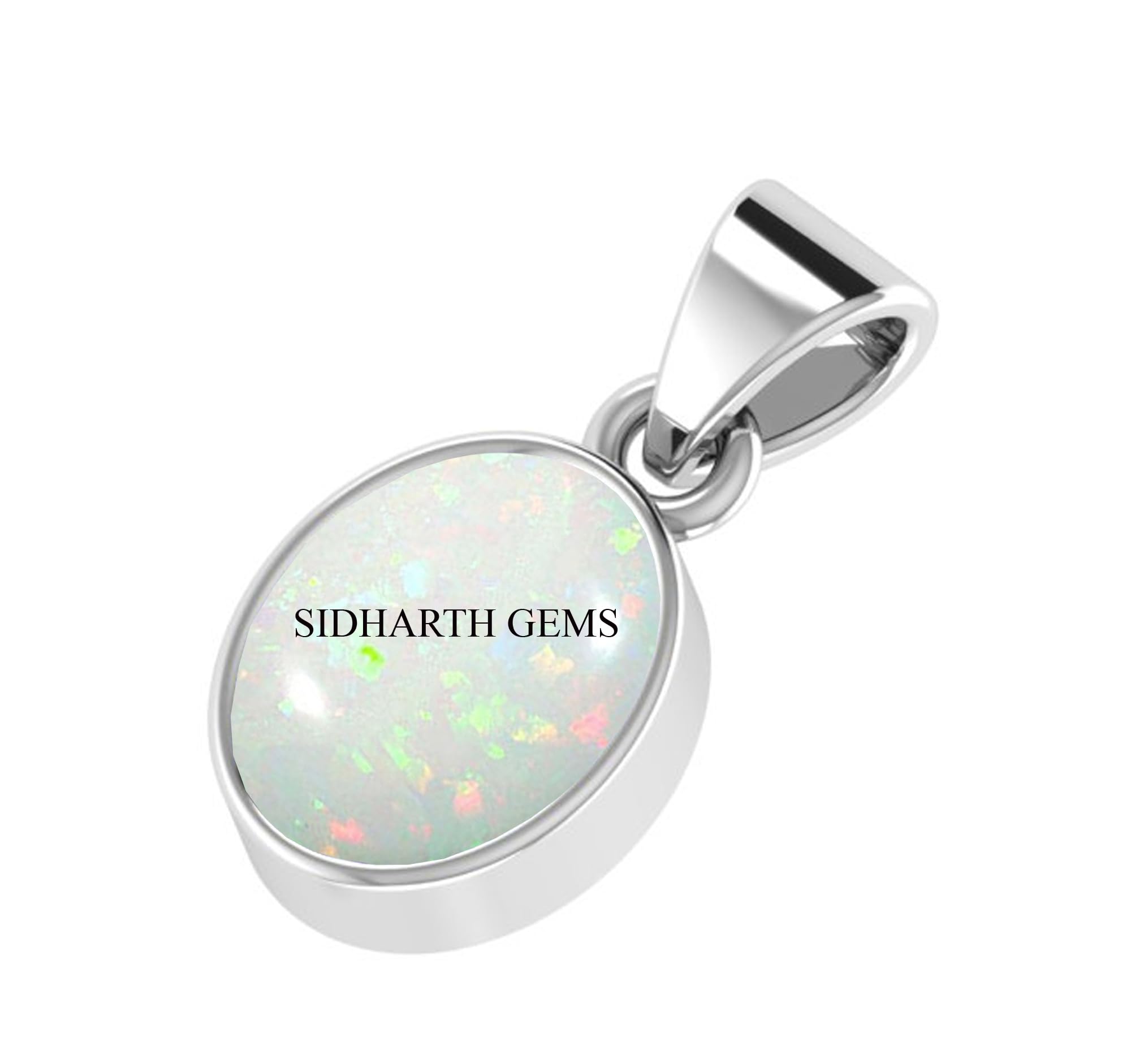 12.25 Ratti 11.00 Carat Opal Silver Plated Pendant Natural & Certified White Opal Astrological Gemstone Silver Plated Pendent For Men and Women By Lab Certified-image-15