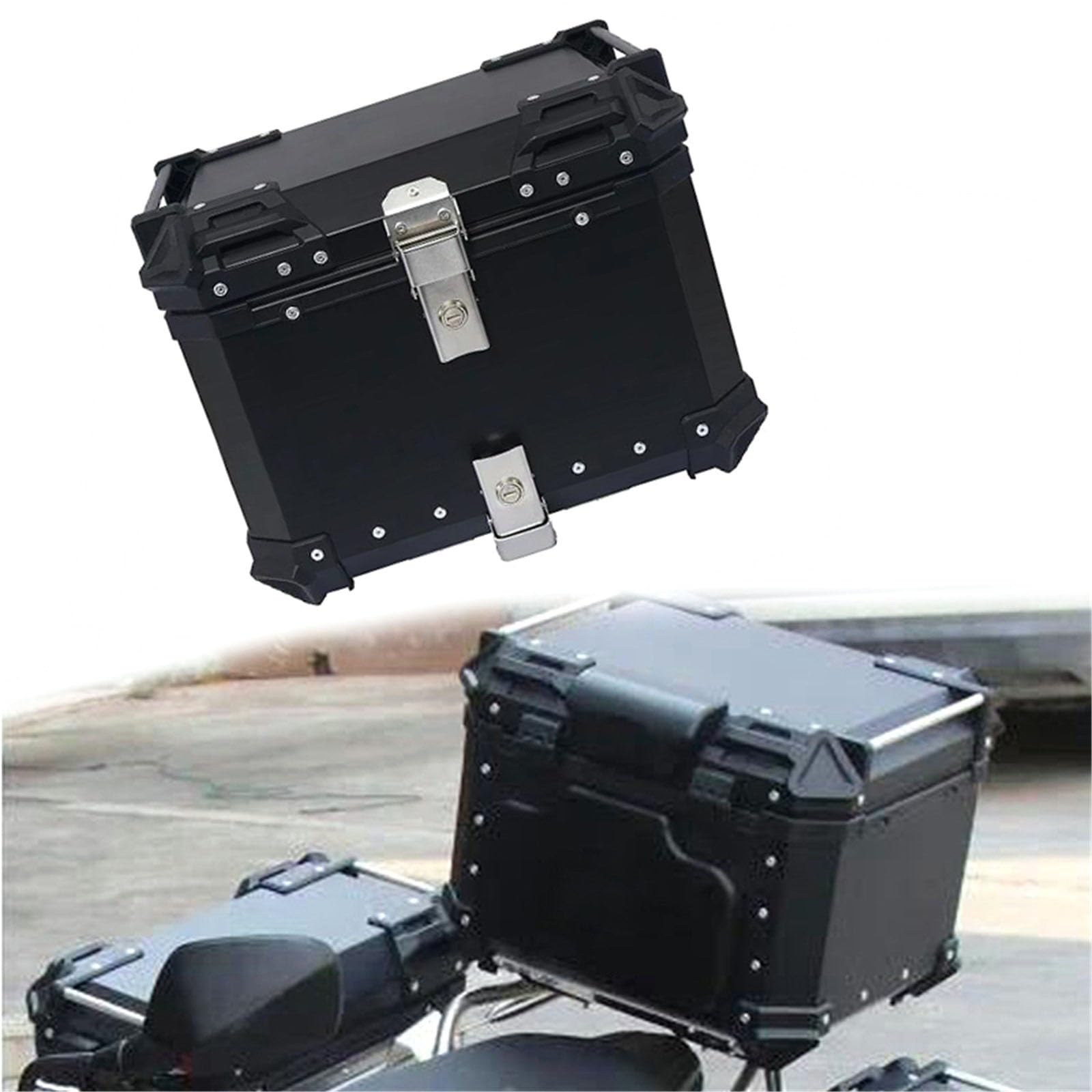 Caja de Equipaje Accesorios para Motocicletas, Portaequipajes Aluminio, Alforjas, Cajas Laterales, De Herramientas, Borde para BMW R1250 GS LC Adventure 2018-2022(Nero,45l)