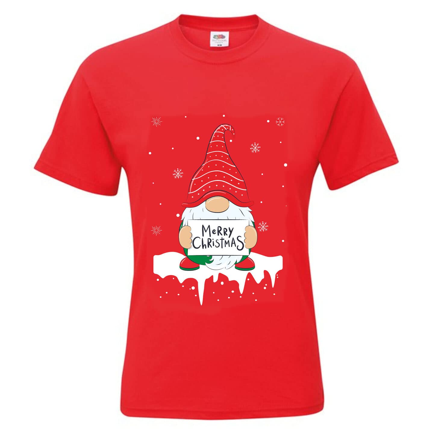 Wish You Merry Christmas - Xmas Tree - Mens Christmas T Shirts Ladies Xmas t-Shirts Unisex Tee Tops Womens Novelty Funny Holiday T-Shirt Gnome Wishing Xmas Red-L