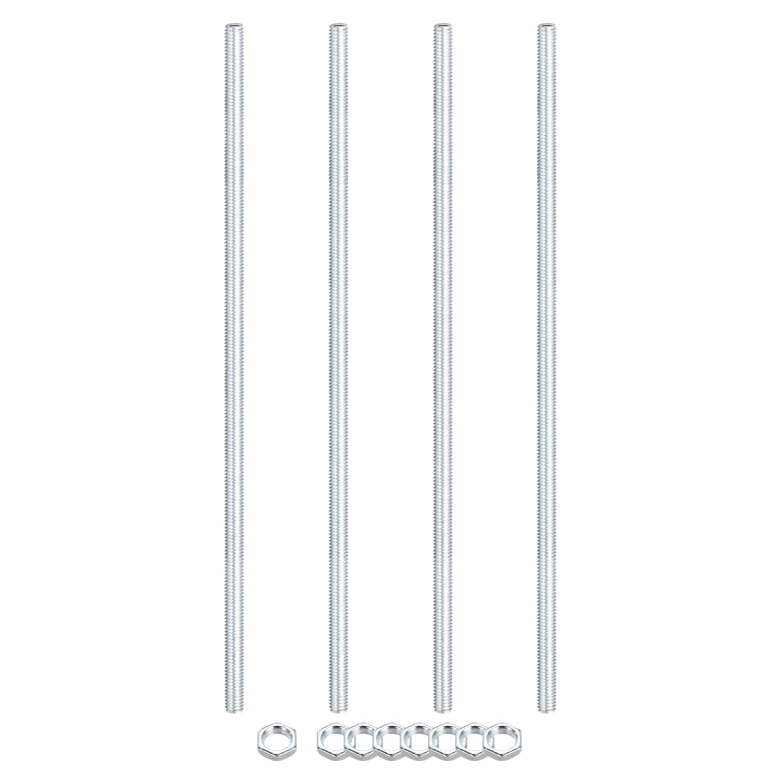 sourcing map 4Pcs 200mm Lamp Pipe Nipples Kit with Lock Nuts, M6x1 Coarse All Threaded Hollow Tube Lamp Repair Hardware Fasteners for Chandelier Ceiling Lamps Assembly DIY, White Zinc โ image 1