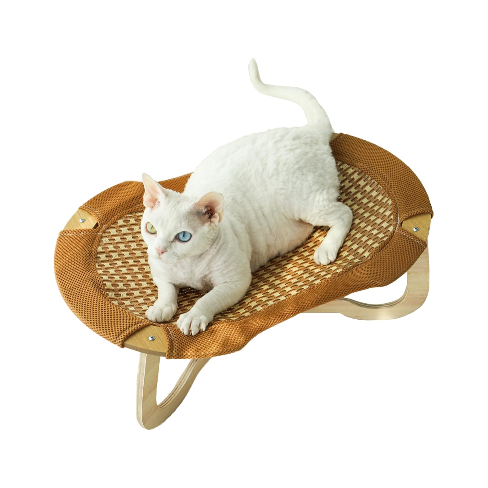 Breezy - Asiento de Gato Elevado, 59 x 38 x 20,5 cm, Comodidad para Mascotas, Detalle de construcción de ratán Tejido, Cama de Animales con ventilación, del Clima cálido para Sala de Estar