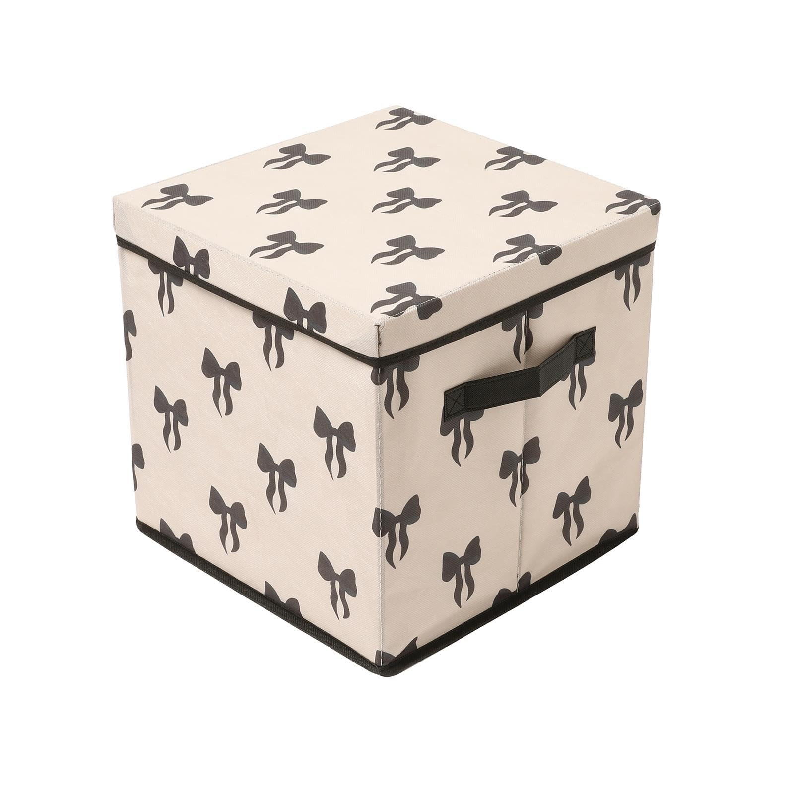 OHS Bow Print Bauble Storage Box Christmas Decoration Storage Cube, Mono