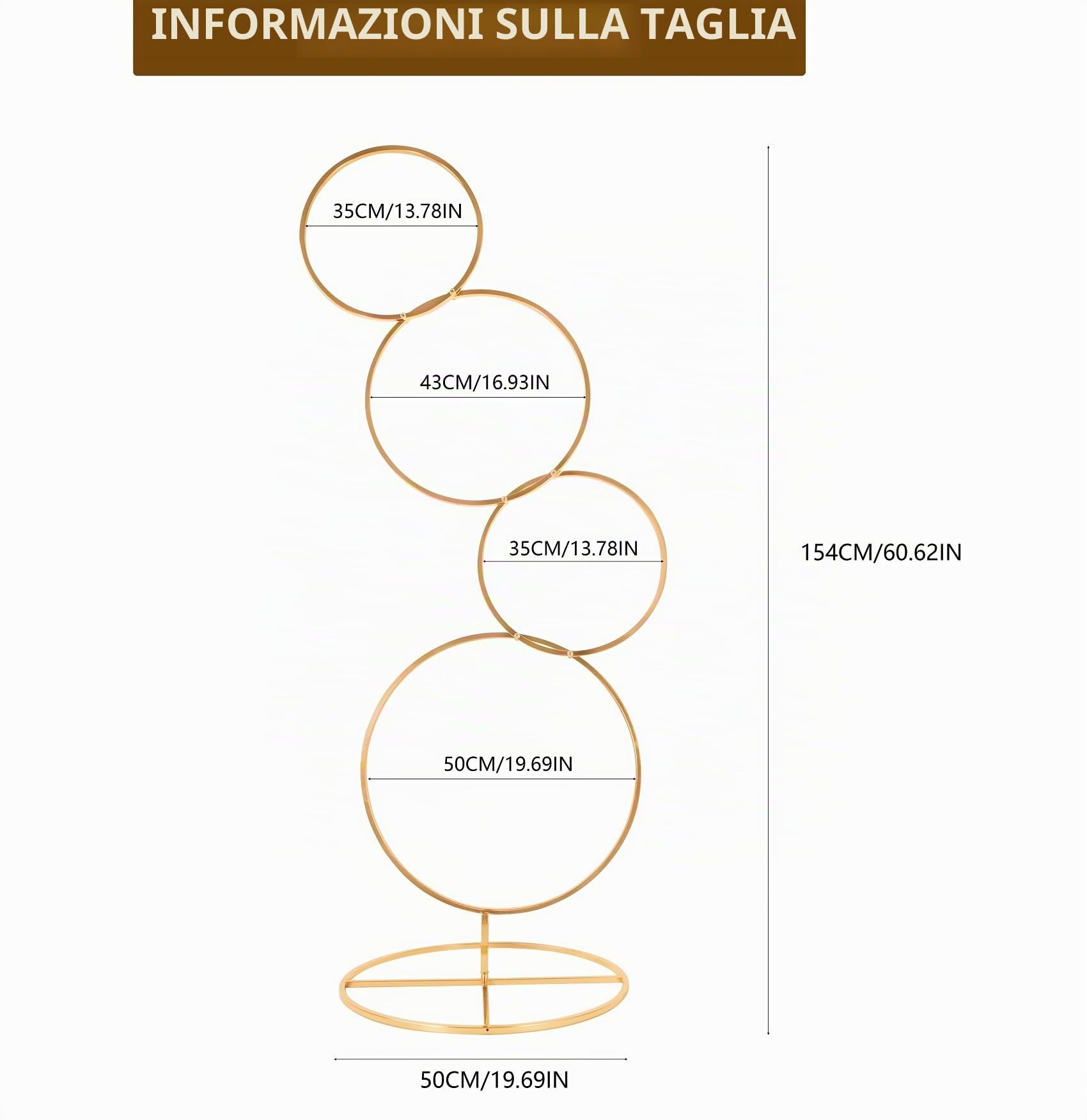 Set di 2 supporti rotondi per archi nuziali, 1,5 m, in metallo, 4 ripiani | Supporto per fiori per centrotavola per matrimoni, feste di compleanno, eventi, sfondo, decorazione per foto a palloncino