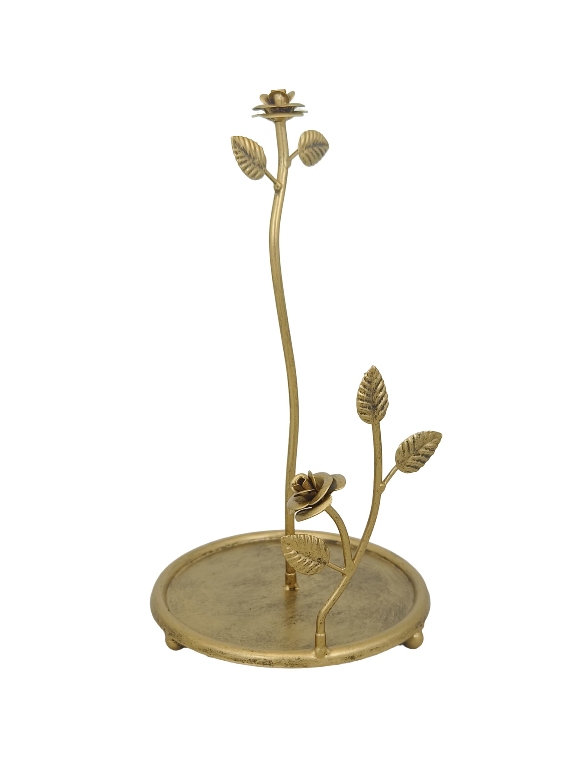 Chez JuJu Rose Paper Towel Kitchen Roll Holder | Vintage Brass Gold | Elegant Premium Stainless Steel Kitchen Countertop Roll Dispenser