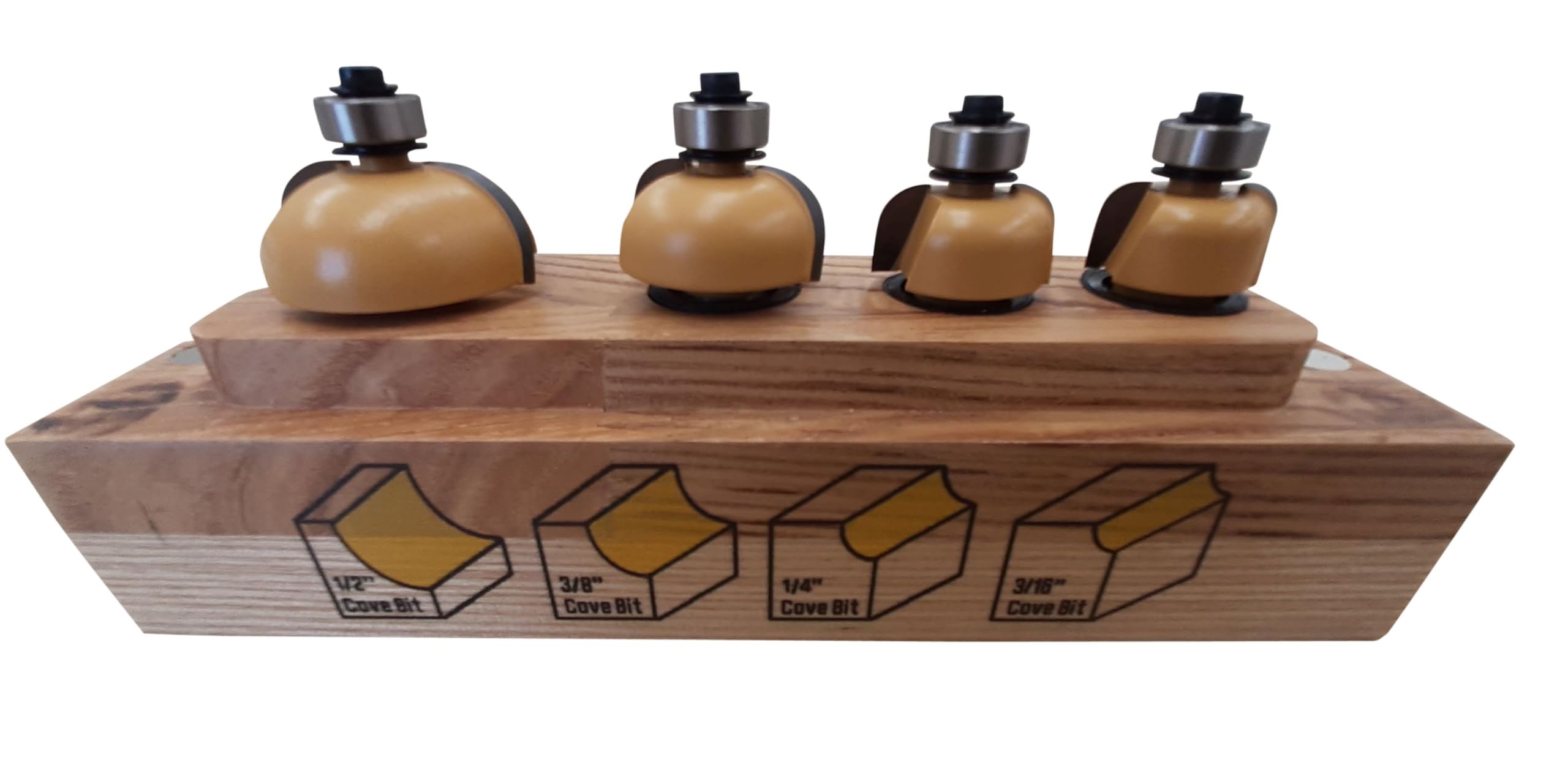 Sommerfeld's 4 Piece Cove Bit Set 04003 1/2-Inch Shank :3/16, 1/4, 3/8 and 1/2inch radius. For hand held routers and Router Tables