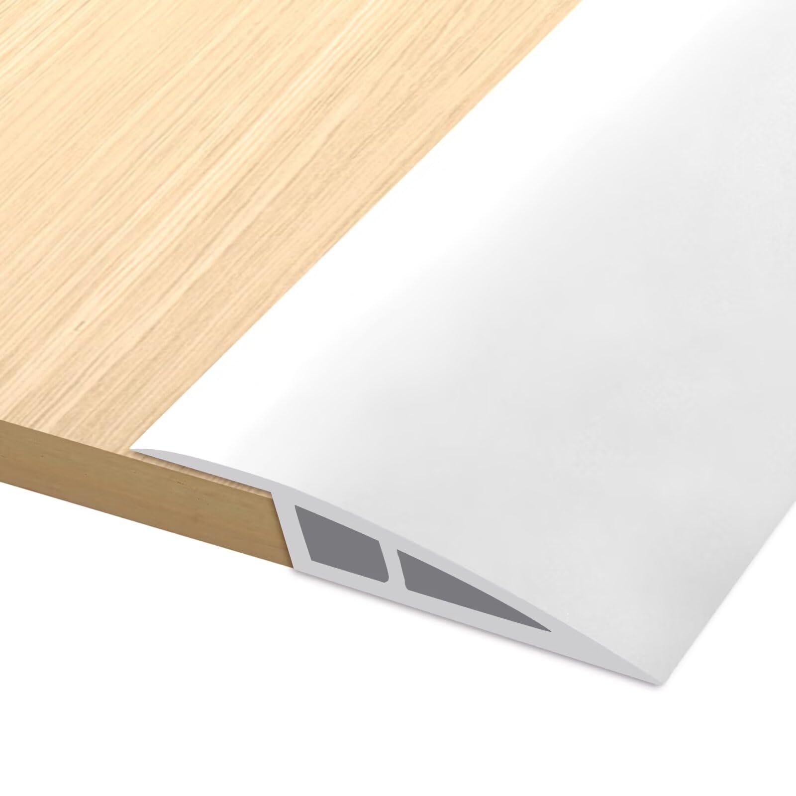 Hengrongshen Floor Transition Strip, Vinyl Door Threshold Strip Self Adhesive Threshold Flooring Transition for Laminate Doorway Edge Threshold Height Difference from 10 to 15mm (White, 3.0M)