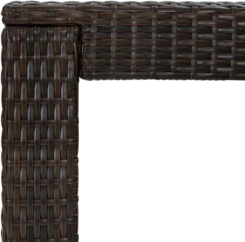 Bar Table with Bar Maintenance 4-Piece Set Brown PE Rattan and Powder-Coated Steel for Outdoor Patio Garden Kitchen