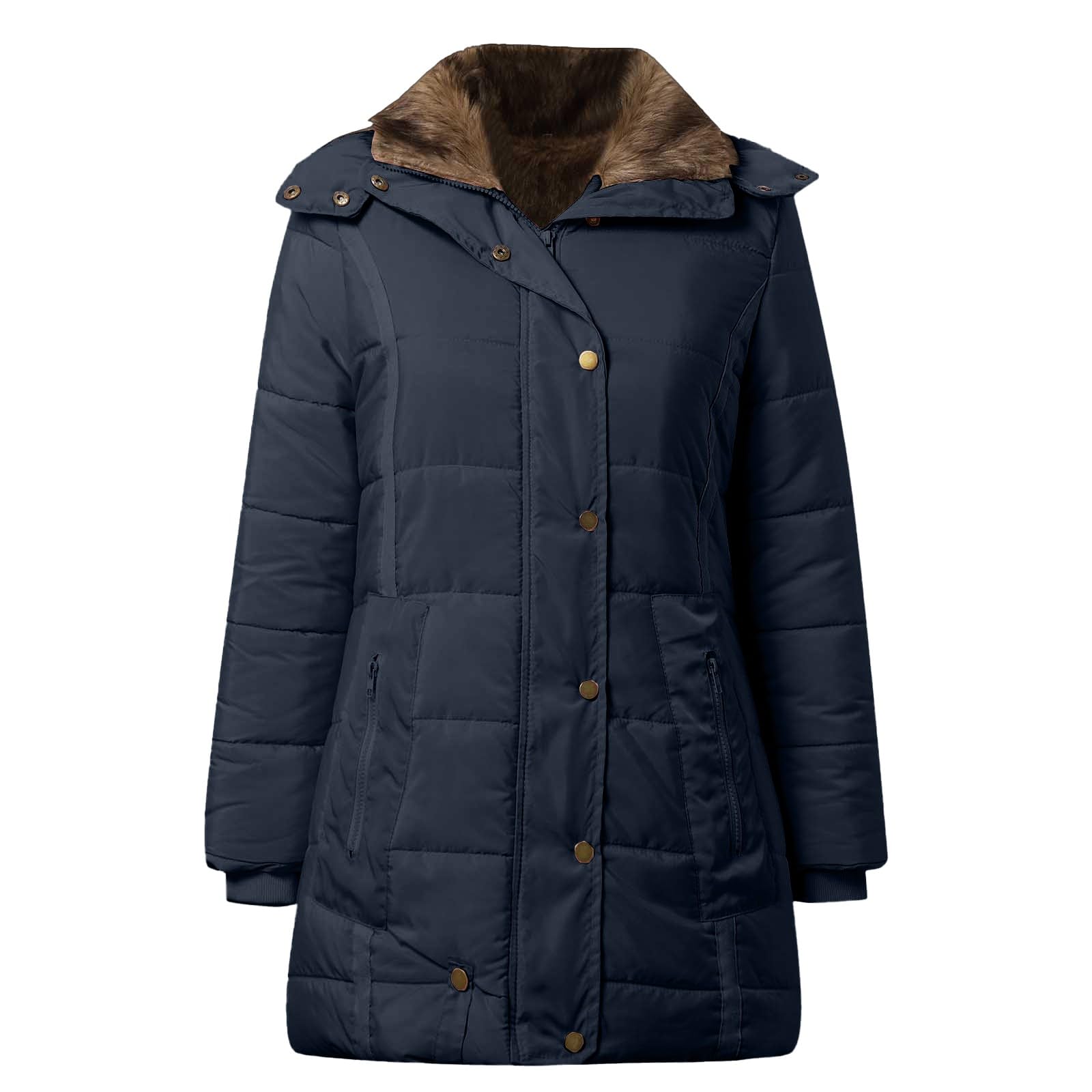 Giacca Autunno Piumini da Donna, Cappotti da Donna, Trench Lungo con Bottoni, Giacca Calda e Spessa, Soprabito Abbigliamento Esterno con Cappuccio Sera