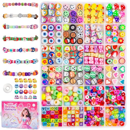 Taybonds Polymer Clay Beads Charms Bracelet Making Kit for Beginners, 740pcs DIY Jewelry Making with...