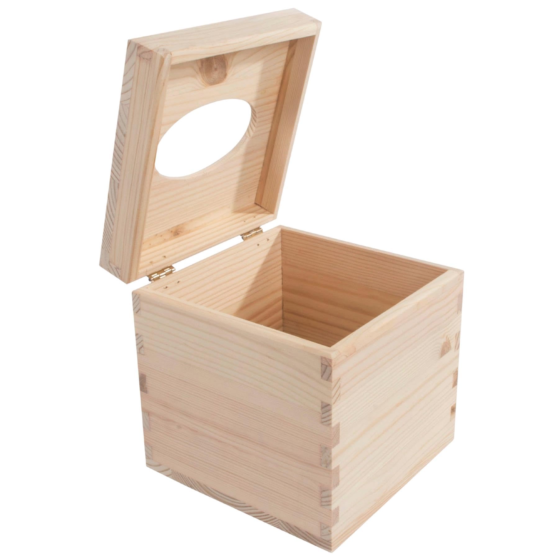 Square Wooden Tissue Box With Lid And Gold Hinges /Perfect For Craft Decoupage